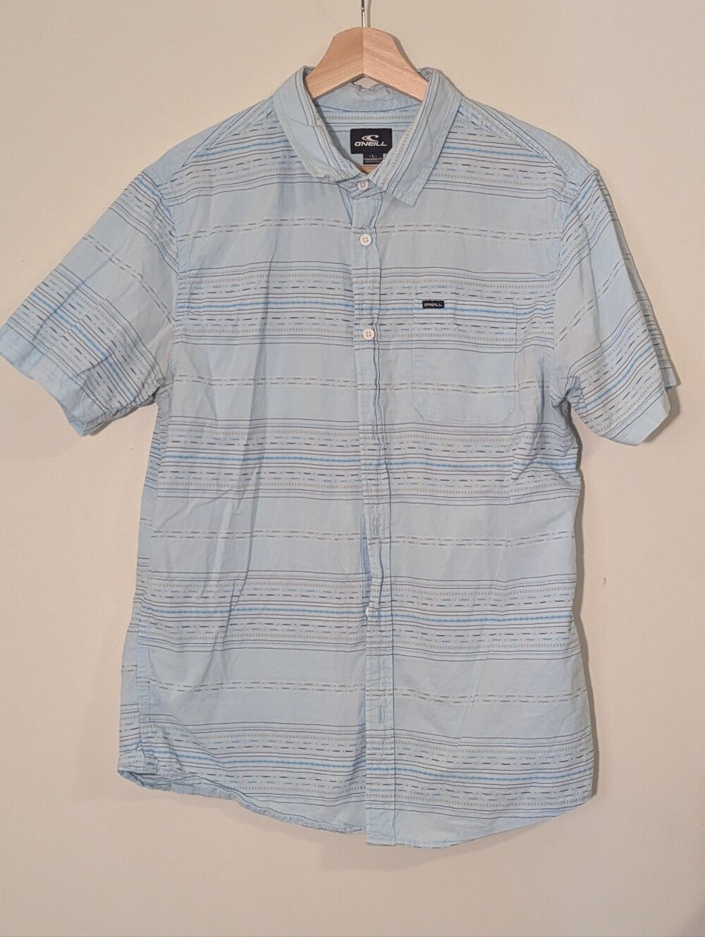 O'Neill Light Blue Short Sleeve Button-Down Shirt, L